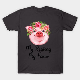 Cute Pig Face Flower Design. T-Shirt